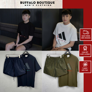 Bộ Quần Áo Nam A Đi Đét In Logo Nổi Phối Quần Gió Siêu Chất - Bộ Cộc Hè Basketball Nam Nữ Chất Cotton Cao Cấp