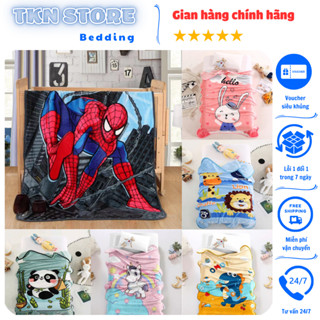 Chăn Tuyết Nỉ Nhung Sữa cho bé đi học nhỏ gọn, Chăn lông tuyết dành cho bé trai bé gái đắp 4 mùa kích thước 1mx1m4