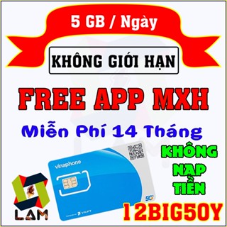 Sim 4G 5G Vinaphone 12BIG50Y U1500 12TD49 Fhappy D159V D500 BIG50Y. Trọn Gói 1 Năm KHÔNG NẠP TIỀN