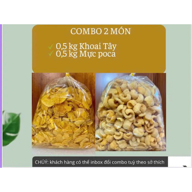 combo 500g khoai Tây + 500g snack mực poca