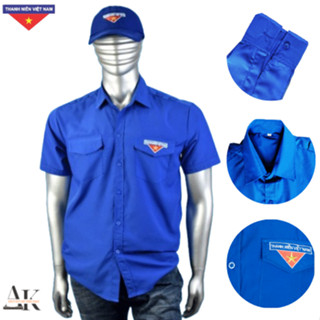 Áo đoàn thanh niên nam nữ chất kate/lụa dày dặn loại 1 form đẹp