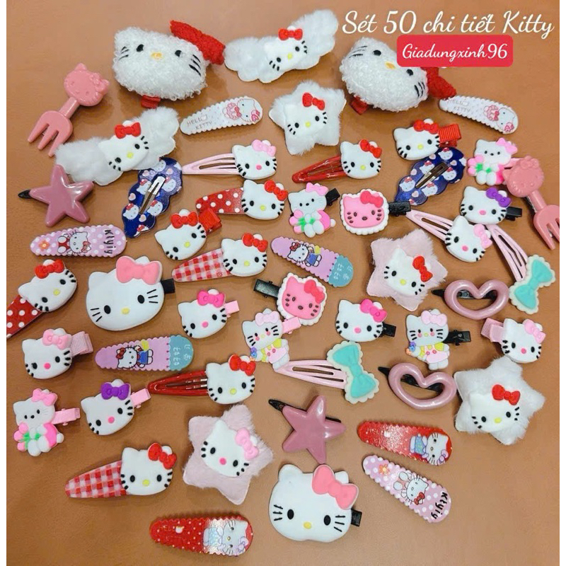 Sét kẹp tóc 50 chi tiết Hello kitty siêu đáng iu cho nữ (loại1)