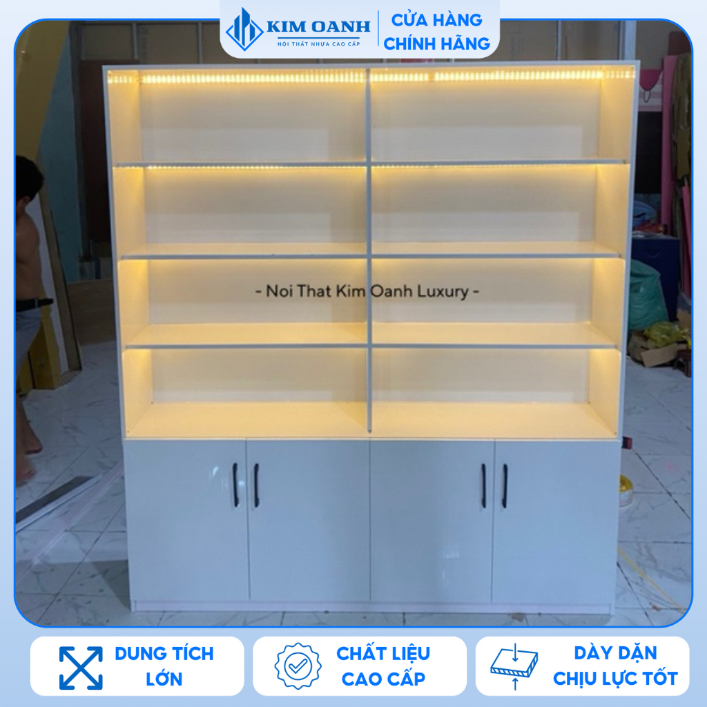 (Freeship) Tủ Kệ Trưng Bày Nhựa Đài Loan Sẵn Đèn Led - Siêu Đẹp