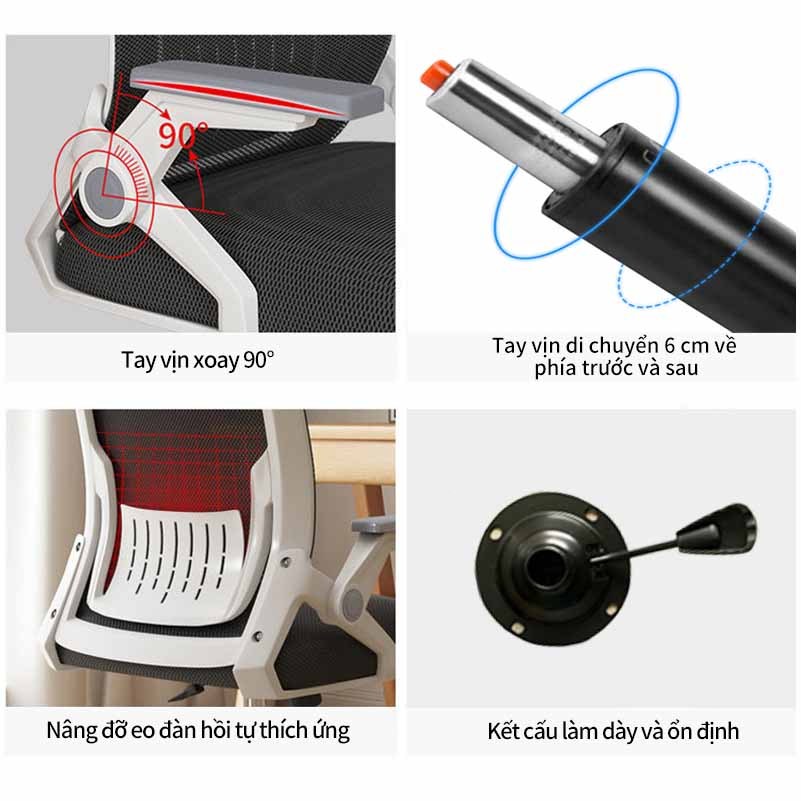 Ghế văn phòng xoay tựa lưng đôi, tựa tay chỉnh độ cao, ghế máy tính chống gù | BigBuy360 - bigbuy360.vn