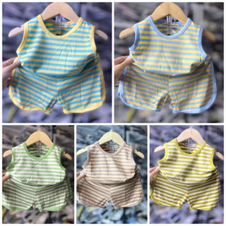 Bộ quần áo ba lỗ thun lạnh sọc dệt VISCO cho bé size 90-170