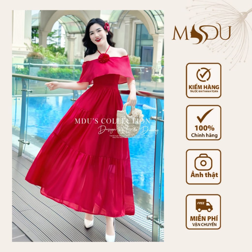 Váy Trễ Vai MDU4169 Chất Liệu Tơ Hàn Cao Cấp, Dáng Xòe Nhẹ Nhàng Từ MDU K32-D3-4