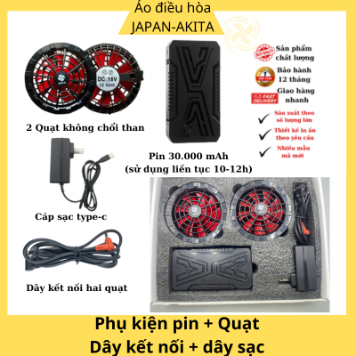 Áo điều hòa Nhật Bản pin Akita 18V siêu trâu 90000mah sử dụng liên tục 12-14h, Pin quạt Akita