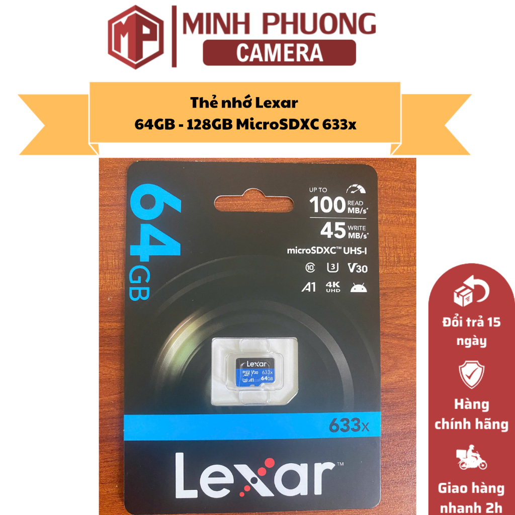 Thẻ nhớ Lexar 32GB - 64GB - 128GB MicroSDXC 633x, bảo hành hãng 36 tháng