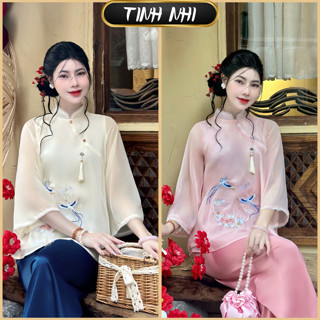  Đồ lam đi chùa thêu hạc TINH NHI thanh lịch và tôn dáng pp313 