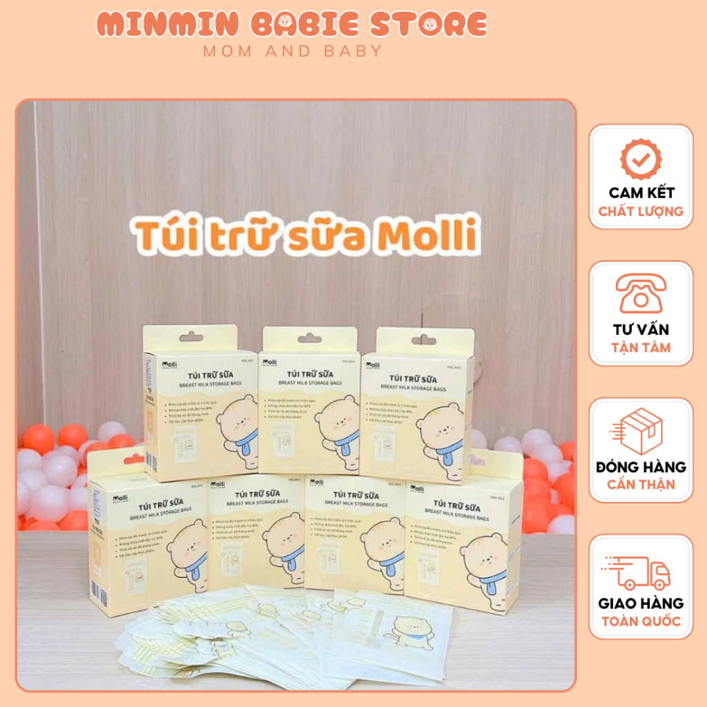Túi Trữ Sữa Mẹ Molli Hộp 30 Túi Đựng Trữ Sữa Tiện Lợi Cho Mẹ |Minmin Babie Store