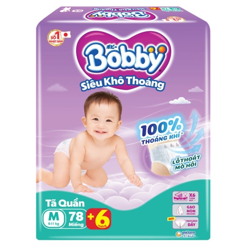 Tã Quần Bobby gói cực đại M78 ( 78 Miếng )