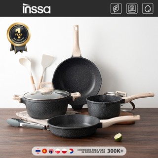 Inssa Bộ Nồi Chảo Chống Dính  4 Món Dòng Black Truffle Kích Thước 18-24-28cm GUOJ030GY - Bảo Hành 1 Năm