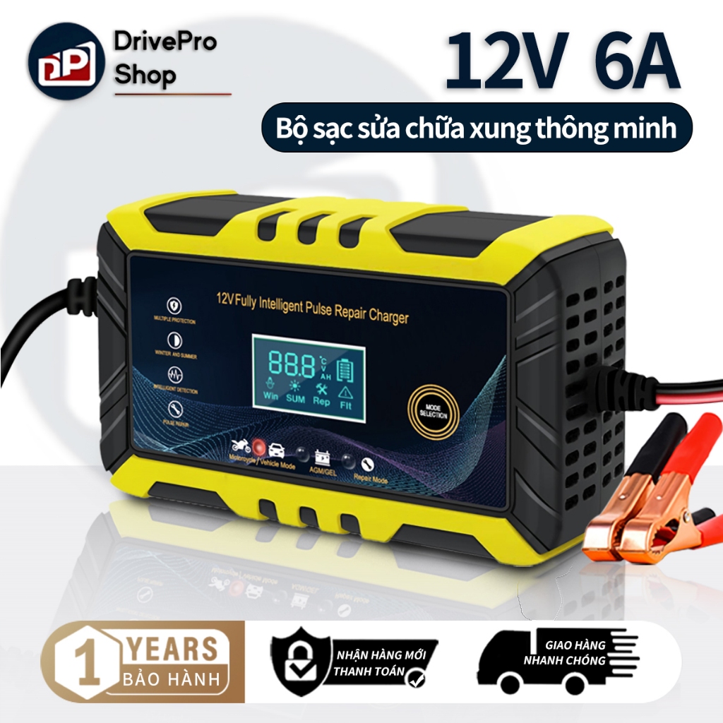 12 6A bộ sạc ắc quy ô tô tự động ắc quy xe máy công suất cao SJ0096