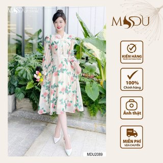 Váy Tơ Hàn MDU2089 Dáng Tay Lửng Xòe Nhẹ Họa Tiết Hoa Bắt Mắt Từ MDU K61-D1-3