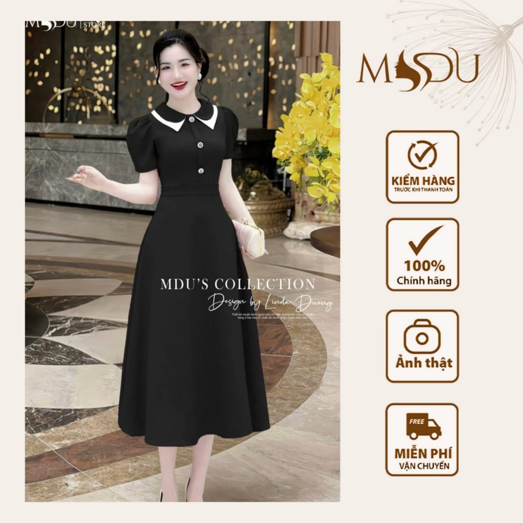 Váy Thiết Kế MDU3919 Dáng Xòe Nhẹ Nhàng, Chất Liệu Text Hàn Cao Sang Trọng Từ MDU K53-D1-4