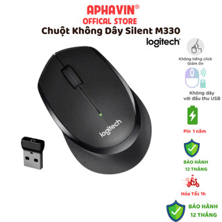  Chuột Không Dây M330 Silent Liên Doanh Giảm Tiếng Ồn 90% Click Nhạy BH 12T USB Dùng Cho PC  Laptop 