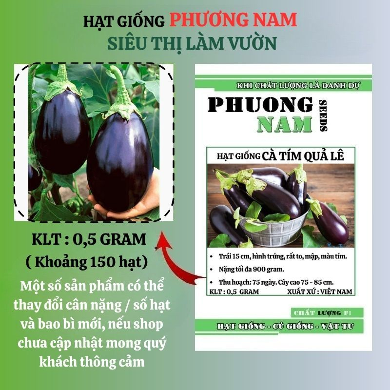 0,5 Gram - Hạt Giống Cà Tím Quả Lê Phương Nam