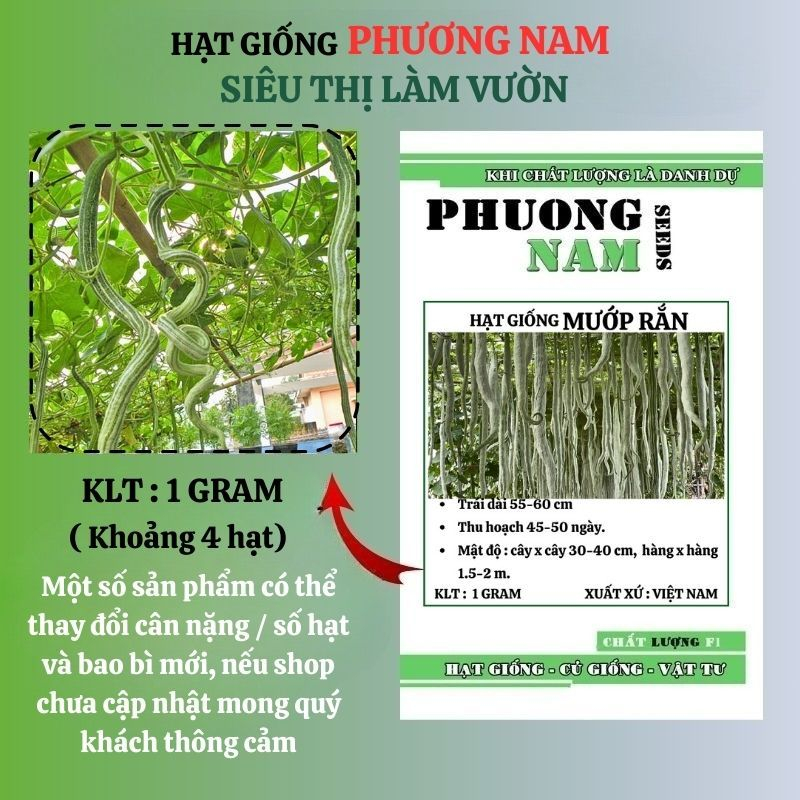 1 Gram - Hạt  Giống  Mướp Rắn Phương Nam