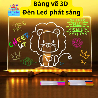 Bảng vẽ 3D dạ quang có đèn led Bảng vẽ dạ quang kèm giá đỡ gấp gọn để bàn bảng quảng cáo menu bảng vẽ xóa được