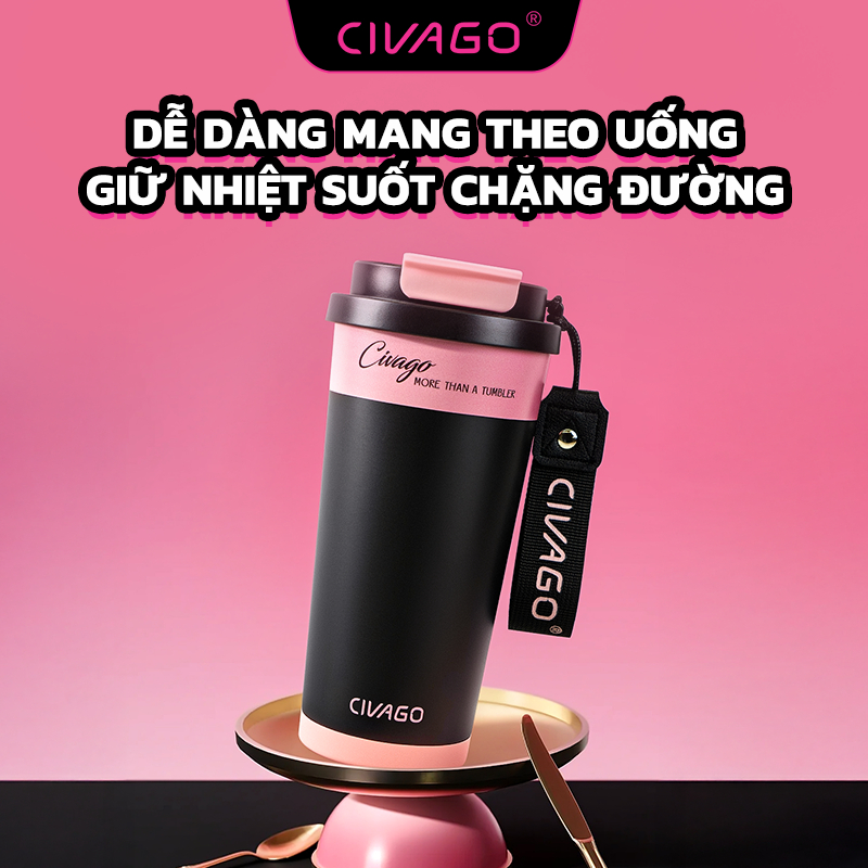 CIVAGO（17OZ）cốc cà phê lõi tráng men chống gỉ 304 hai lớp chân không, dùng ống hút hoặc uống trực tiếp, giữ nóng giữ lạn | BigBuy360 - bigbuy360.vn
