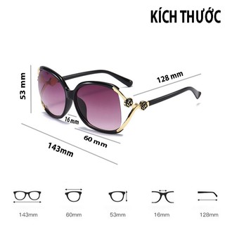 Kính mắt nữ thời trang hai hoa tròng chống tia cực tím UV400