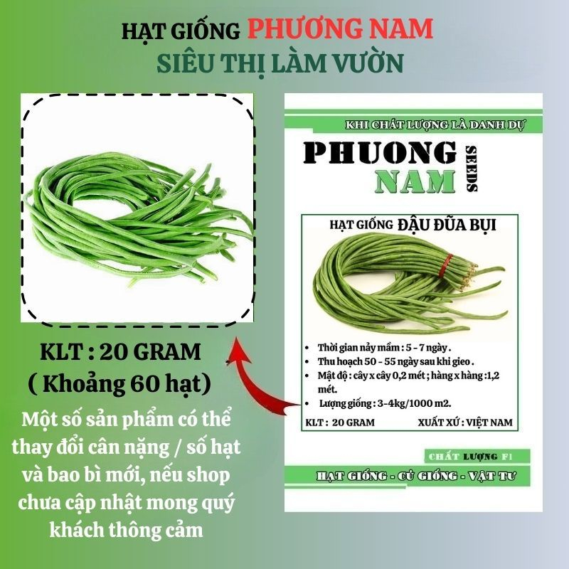 20 Gram - Hạt Giống Đậu Đũa Bụi Phương Nam