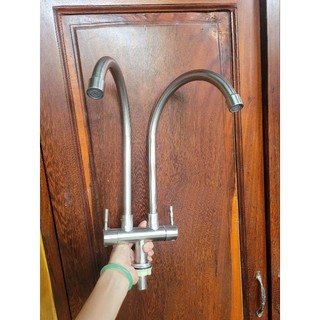 Vòi chén đôi, vòi rửa chén 2 đầu inox 304 không rỉ sét dành cho bồn rửa chén