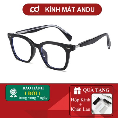 Gọng kính cận thời trang nam nữ ANDU EYEWEAR dáng vuông, gọng dày cá tính nhựa cốt kim loại - 93AD03