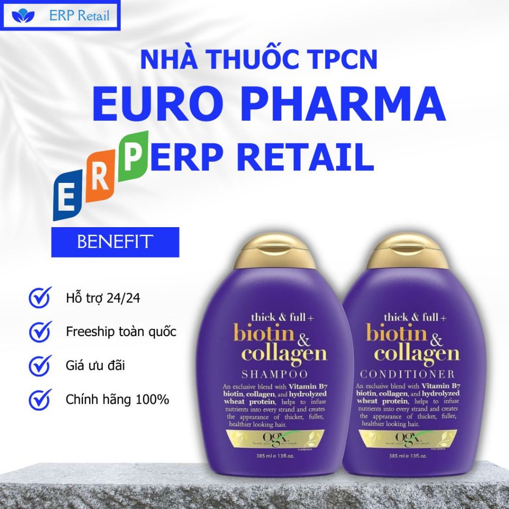 Dầu gội dưỡng dày tóc OGX Thick & Full + Biotin & Collagen Shampoo 385ml Chính hãng
