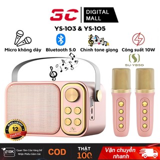  Loa bluetooth mini karaoke kèm mic YS-103 1 mic   Loa Ys-105 2 mic - Bảo hành chính hãng 12 Tháng 
