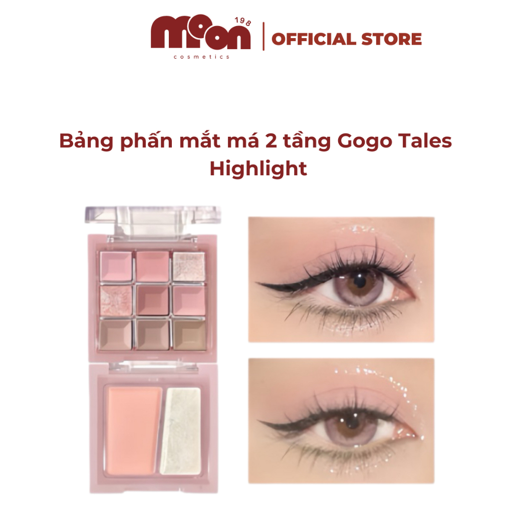 [GOGO TALES] Bảng phấn mắt má 2 tầng Gogo Tales Highlight 2 Tầng bảng mắt má gogo tales G01 9 ô Glaz