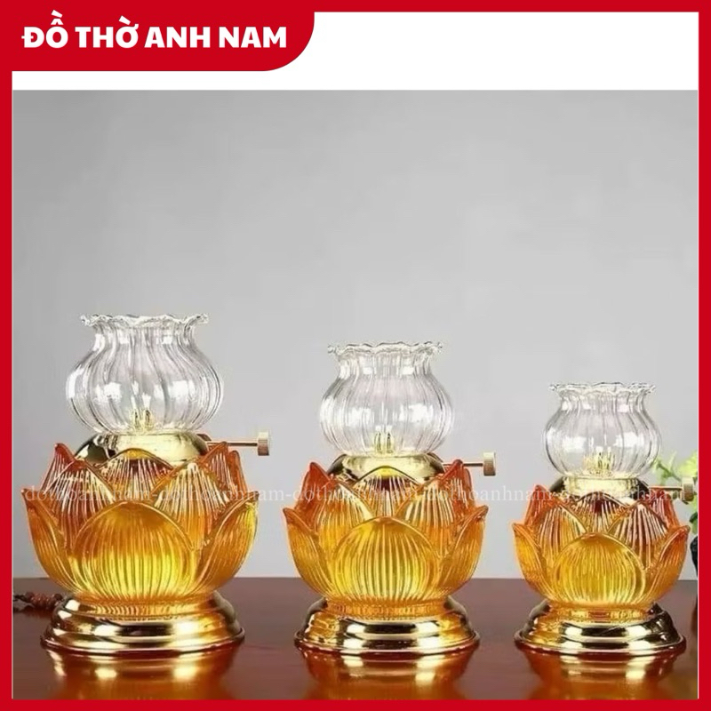 Đèn dầu thờ Pha lê hoa sen 035 vàng