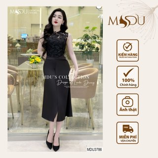 Váy Thiết Kế MDU3786 Họa Tiết Hoa Lá Tinh Xảo Trên Nền Vải Ren Quý Phái Từ MDU K46-D1-5