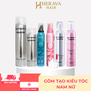 Gôm Xịt Tóc Butterfly Shadow 320ml & Gôm Mềm Giữ Nếp Tóc KARSEELL 200ml Tạo Kiểu Tóc Nam Nữ Thơm Lâu