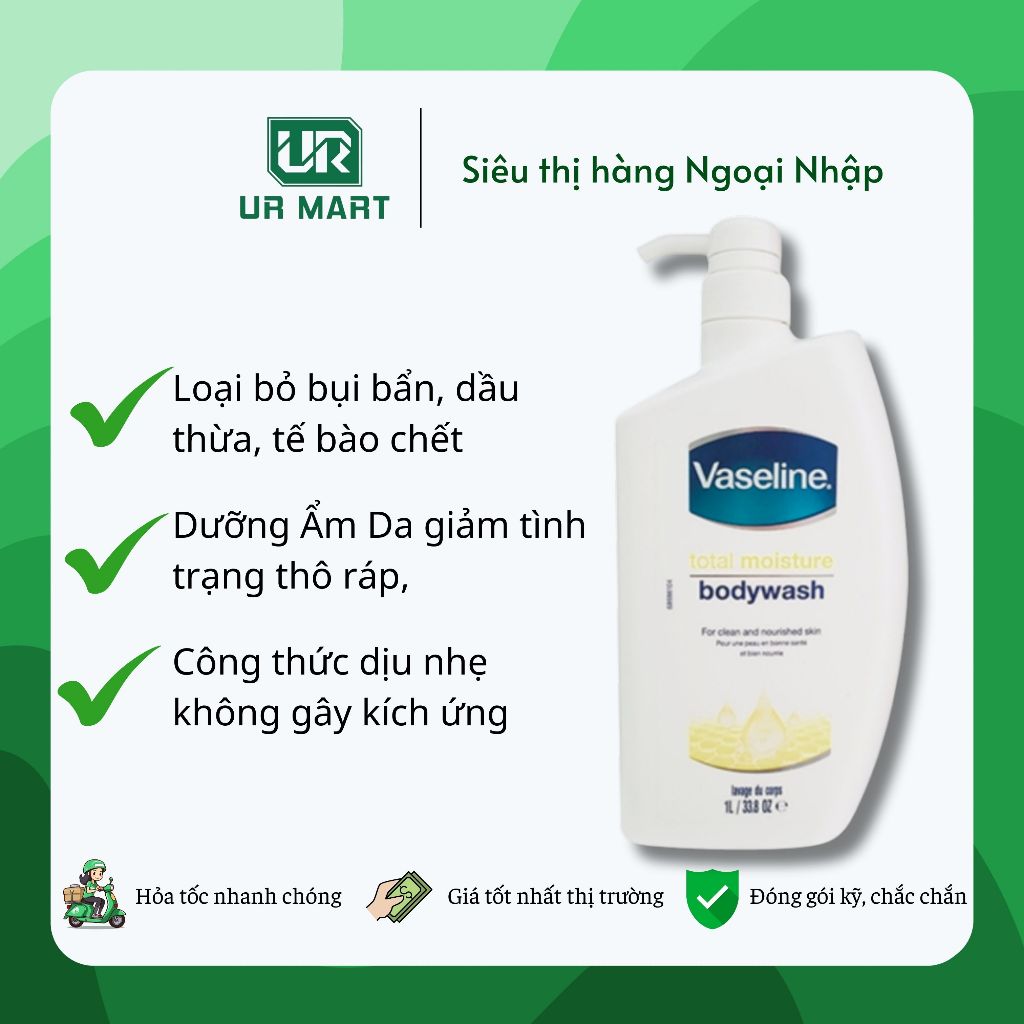  Sữa tắm Vaseline Total Moisture Body Wash 1000ml 