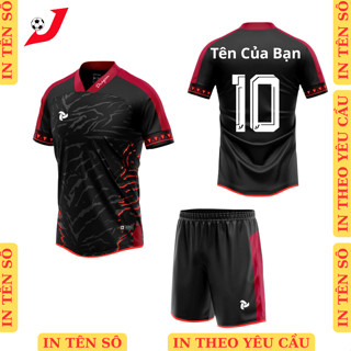 Quần áo bóng đá không LOGO Justplay Dragon 2 đen, cực đẹp, in tên số theo yêu cầu, in chìm không bong tróc JFUTBALL