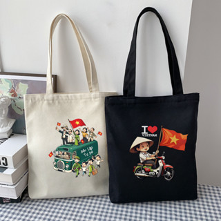 Túi Tote Tôi yêu Việt Nam  - Túi vải canvas có túi phụ và khoá kéo đựng vừa A4 và laptop (33x37cm) - TOTE21