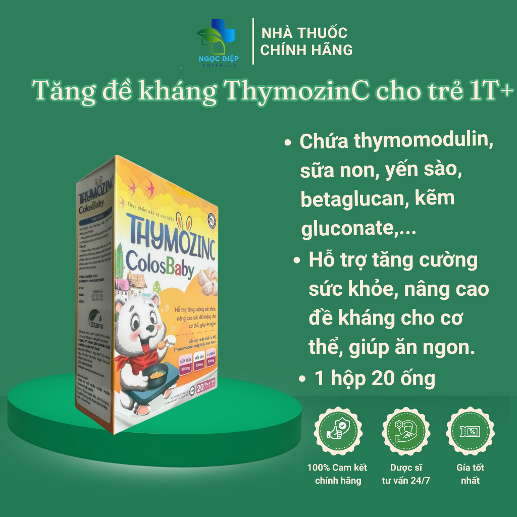 Tăng đề kháng ThymoZinC cho trẻ từ 1 tuổi Hộp 20 ống