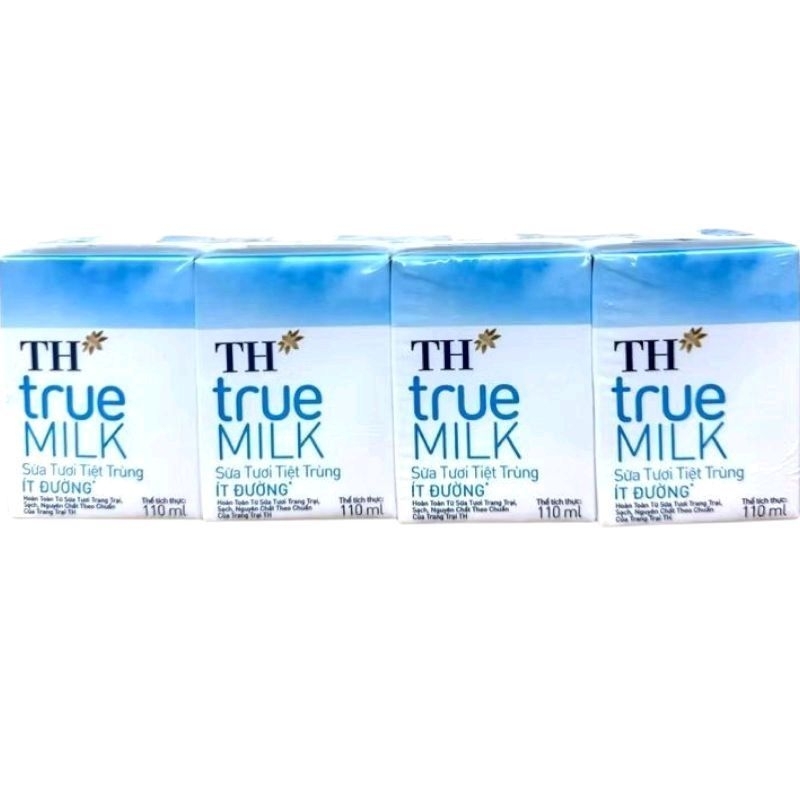 Lốc 4 Hộp Sữa Tươi Tiệt Trùng TH 110ml, 180ml
