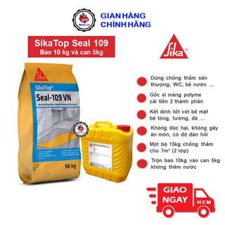   Hỏa Tốc  Bộ 15kg SikaTop 109 Seal Vữa Chống Thấm Đàn Hồi Gốc Xi Măng Polyme Cho Sân Thượng Sàn Mái 