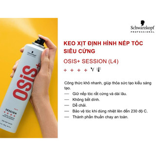 (MẪU MỚI NHẤT) GÔM XỊT GIỮ KIỂU TÓC SIÊU CỨNG OSIS+ SESSION 300ML