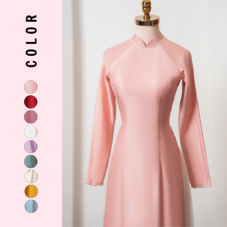 Áo dài truyền thống Lụa Vân Gỗ cao cấp dày dặn thấm hút mồ hôi tốt phù hợp lễ cưới, lễ hỏi, đi tiệc