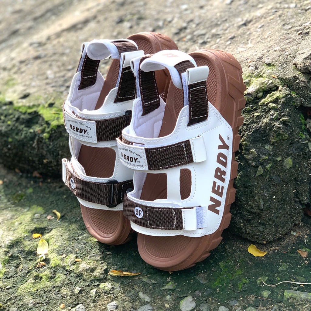 Giày sandal Nerdy nerrdy nam nữ đế cao 4cm, quai da phối dù êm bền, quai hậu có thể tháo rời thành d