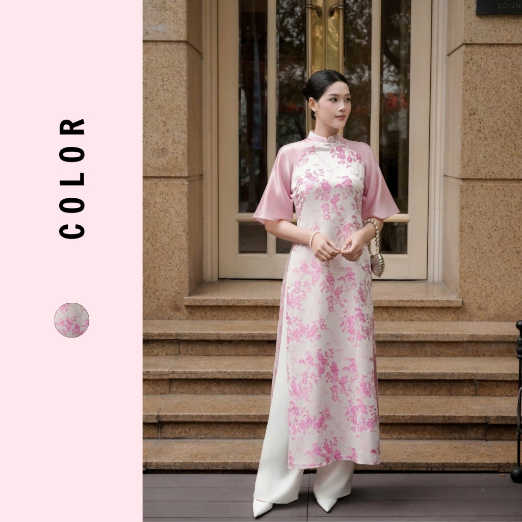 Áo dài cách tân hàng thiết kế cao cấp phối tay voan mồm dành cho dịp sự kiện, đám cưới, tiệc tùng