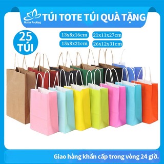   Hỏa Tốc 1H 25 Túi giấy kraft có quai túi giấy xi măng túi quà giấy túi giấy đựng quà mỹ phẩm nước hoa 