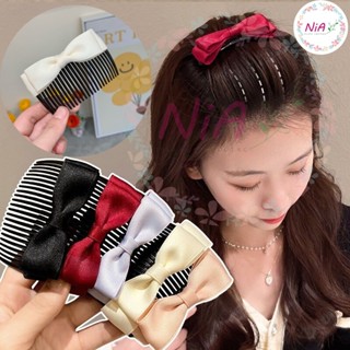  Xước tóc nữ lược cài tóc mái nhựa đính nơ ruy băng vải nhiều màu NiA shop PK265 