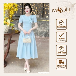 Váy Text Nhật MDU3871 Đính Hoa Tinh Tế, Dáng Váy Xòe Li Nhẹ Nhàng Từ MDU