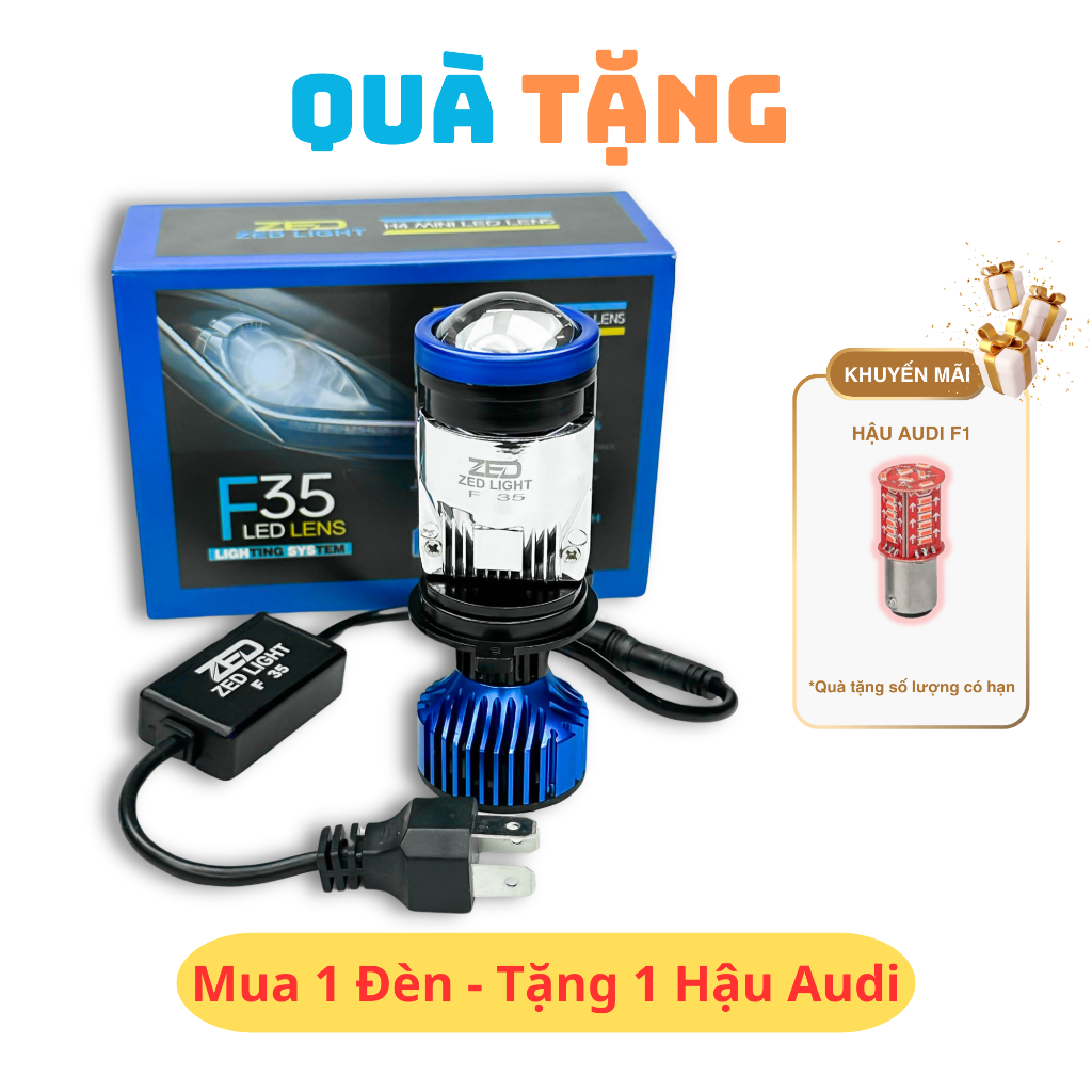 Đèn Pha LED Bi Cầu Mini F35 ZED LIGHT - 60W Chống Chói, Lắp Oto,Xe Máy Điện 12-24V, Bảo Hành 24 Thán