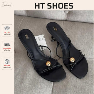  Giày cao gót X quai mảnh phối hạt vàng sang chảnh thiết kế hot trend mang êm hack dáng xinh 069-7 