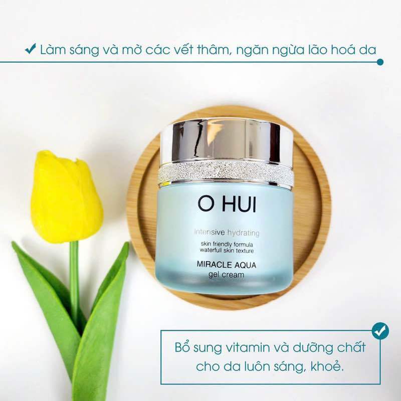 Kem Ohui xanh dưỡng cấp nước kiềm dầu giảm mụn cho da dầu Ohui Miracle Aqua Gel Cream